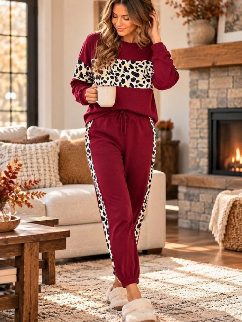 Leopard Cheetah 2-Piece Pajama Set Jogger Set PrettyGarden NWT